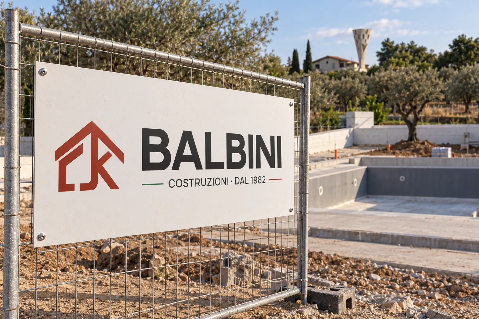Mockup del cartello di cantiere Balbini Costruzioni DAL 1982