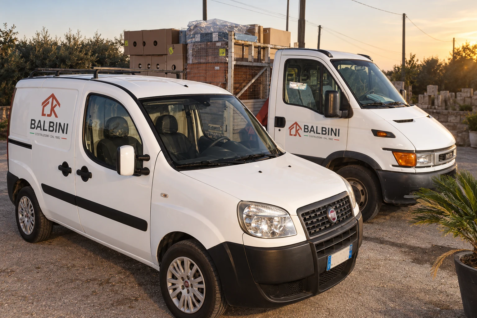 Mockup di furgone e autocarro con il nuovo logo Balbini