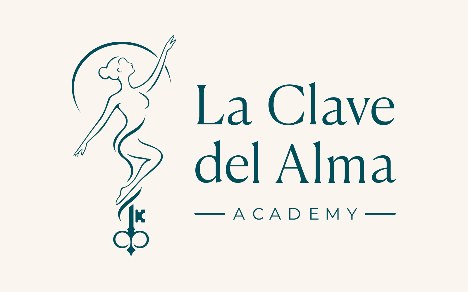 La Clave del Alma Academy: marchio principale petrolio sul fondo chiaro della pagina