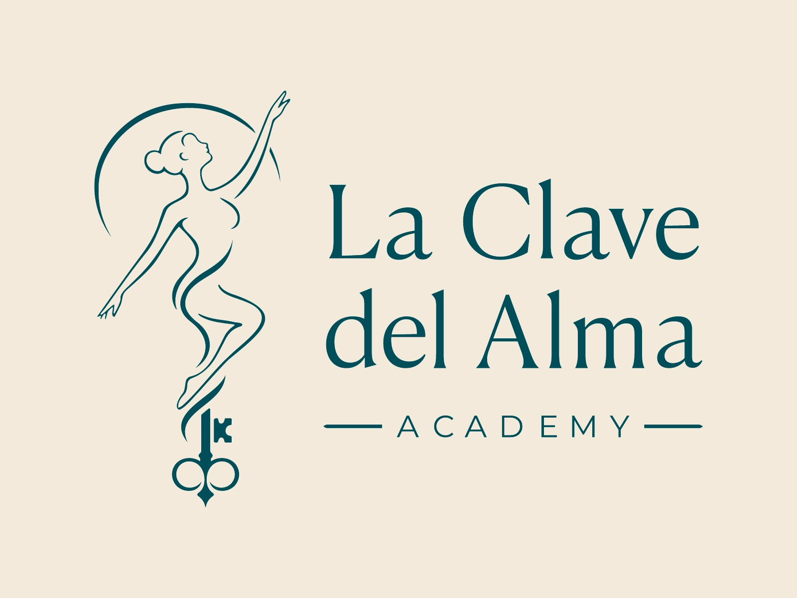 La Clave del Alma Academy: marchio petrolio su fondo avorio
