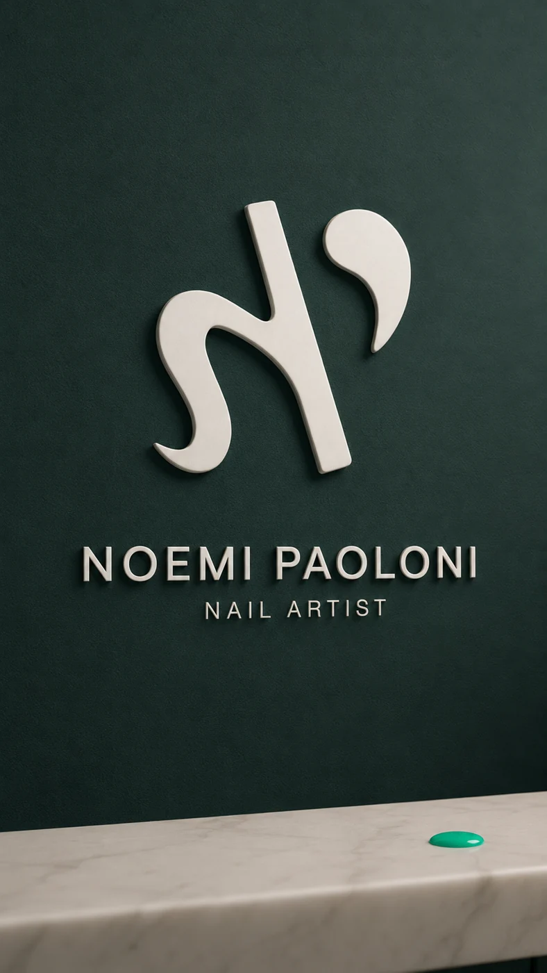 Mockup del marchio Noemi Paoloni applicato su parete