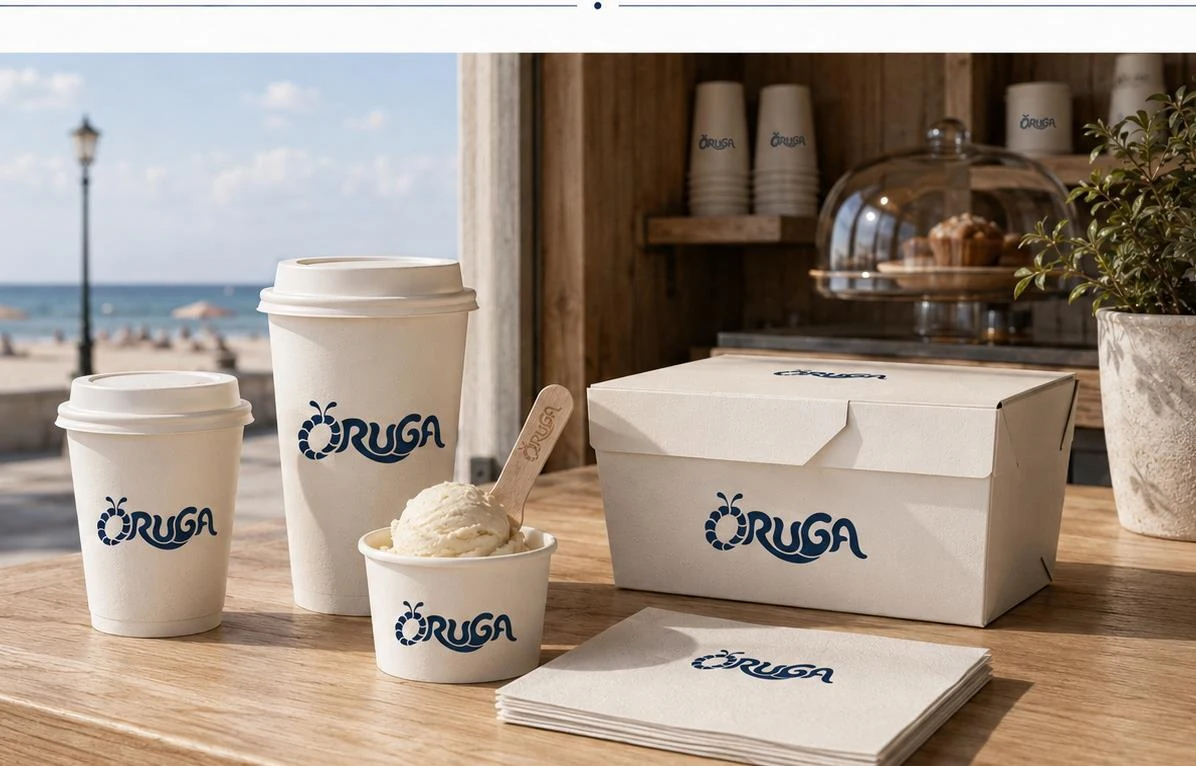Concept di bicchieri, menu e confezioni coordinati.